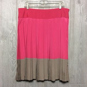 Loft Pink and Tan Pleated Skirt